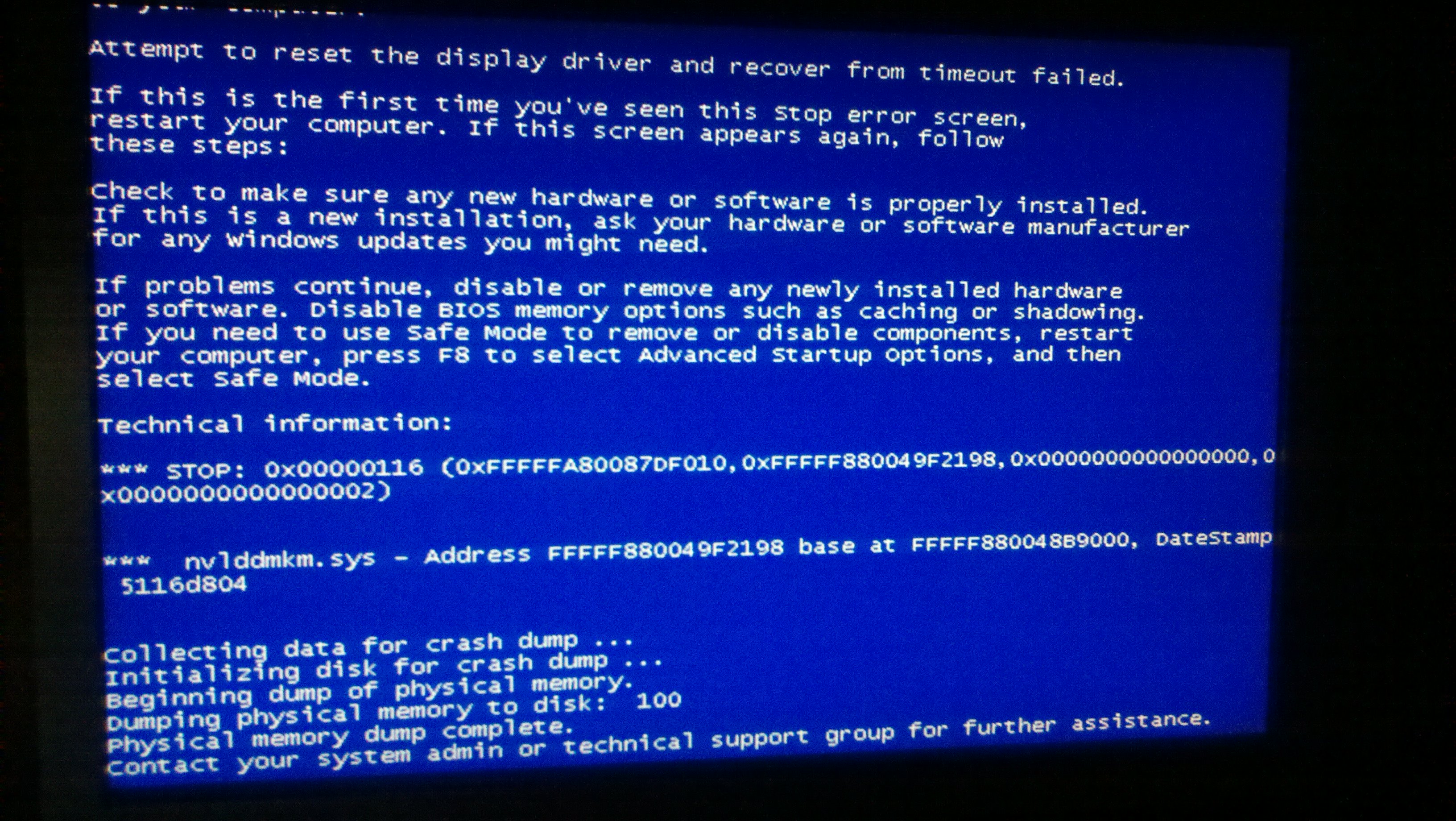 Blue screen of death (NVidia ENGTS250)